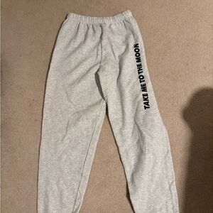 Gray Sweatpants with Black Text
